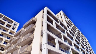 Yeni modern apartman bloğu, apartman mimarisi. Lüks konut kompleksi. Şehir gayrimenkul, 