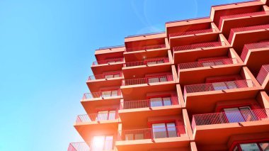 Yeni modern apartman bloğu, apartman mimarisi. Lüks konut kompleksi. Şehir gayrimenkul, 