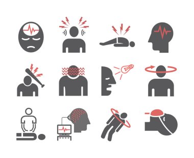 Epilepsi. Belirtiler. Web grafikleri için vektör işaretleri