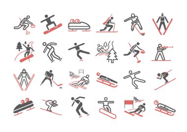 Kış sporları ikonları. Web grafikleri için vektör işaretleri.