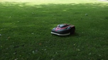 Çayırda robot çim biçme makinesi