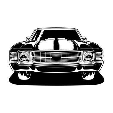 Kavramsal tasarım için siyah ve beyaz görünümlü araba vektör çizimi