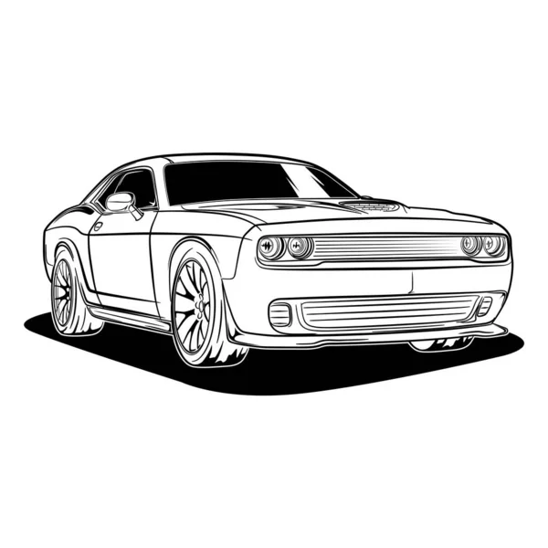 Preto Branco Vista Carro Vetor Ilustração Para Design Conceitual —  Vetores de Stock
