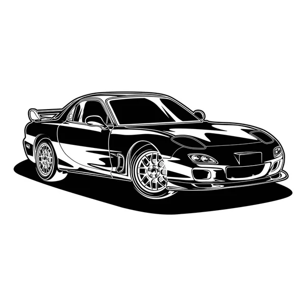 Černobílý Pohled Auto Vektorové Ilustrace Pro Konceptuální Design — Stockový vektor