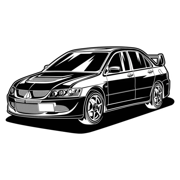 Kavramsal tasarım için siyah ve beyaz görünümlü araba vektör çizimi