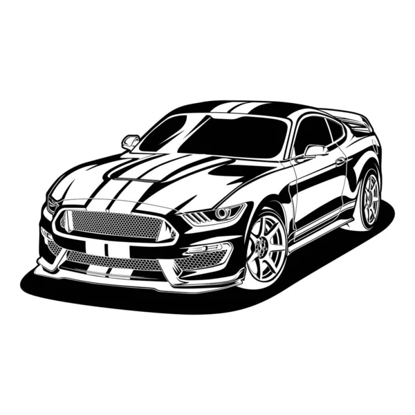 Black White View Car Vector Illustration Conceptual Design — Stock Vector