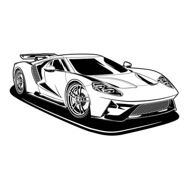 Kavramsal tasarım için siyah ve beyaz görünümlü araba vektör çizimi