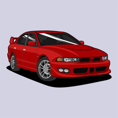 Kavramsal tasarım için perspektif görünümlü araba vektör çizimi