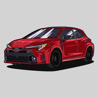 Kavramsal tasarım için perspektif görünümlü araba vektör çizimi