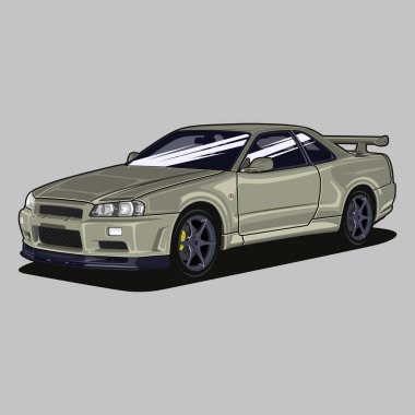 Kavramsal tasarım için perspektif görünümlü araba vektör çizimi