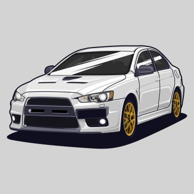 Kavramsal tasarım için perspektif görünümlü araba vektör çizimi