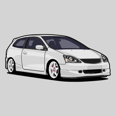 Kavramsal tasarım için perspektif görünümlü araba vektör çizimi