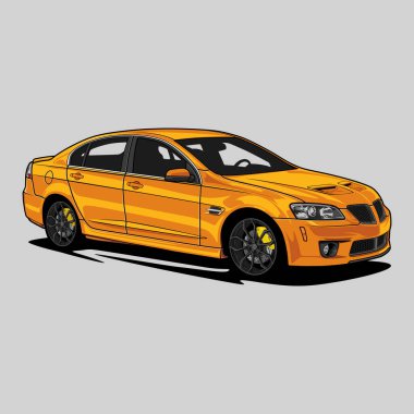 Kavramsal tasarım için perspektif görünümlü araba vektör çizimi