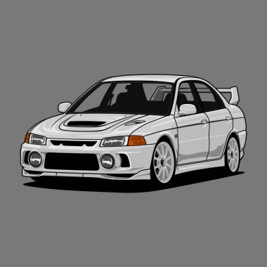 Kavramsal tasarım için perspektif görünümlü araba vektör çizimi