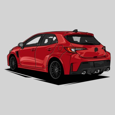 Kavramsal tasarım için perspektif görünümlü araba vektör çizimi