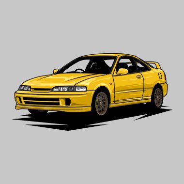 Kavramsal tasarım için perspektif görünümlü araba vektör çizimi