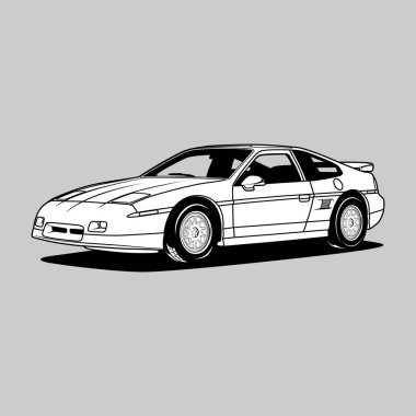 Kavramsal tasarım için siyah ve beyaz görünümlü araba vektör çizimi