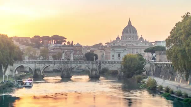 Resolution Time Lapse Peter Basilica Sant Angelo Bridge Vatican Rome — стокове відео
