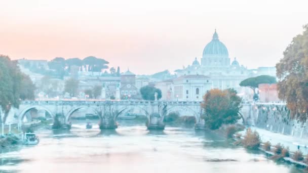 Resolution Časová Prodleva Baziliky Petra Most Sant Angelo Vatikán Řím — Stock video