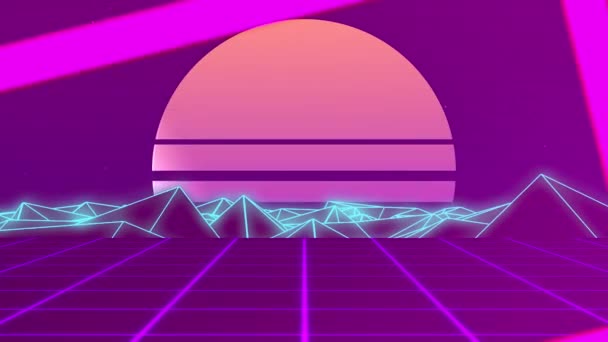 Cool Intro Resumo Geométrico Estilo Futurista Retrô Animação Texto Neon — Vídeo de Stock