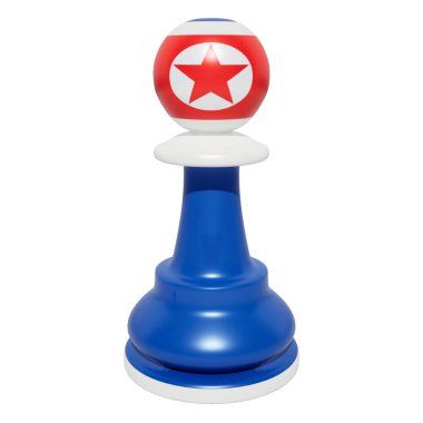 Kuzey Kore bayrağı tarzında satranç piyonu. İzole edilmiş 3d görüntüleme 