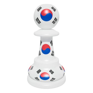 Güney Kore bayrak stilinde satranç piyonu. İzole edilmiş 3d görüntüleme 