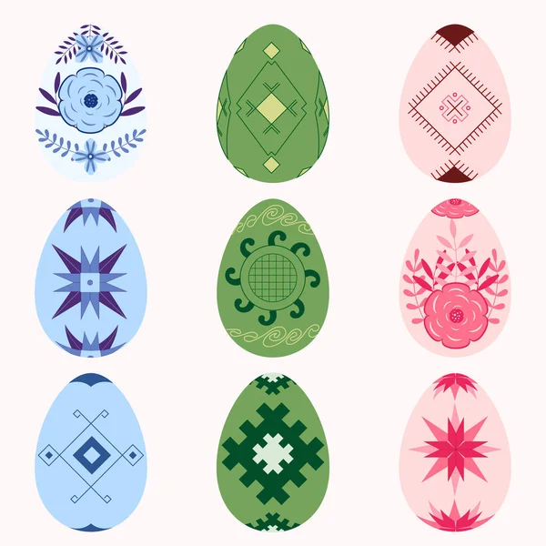 Flat ornament eggs Easter culture vector