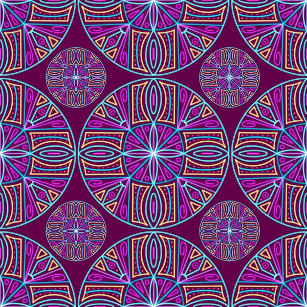 Seamless pattern with colorful neon mandala