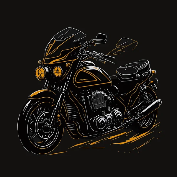 stock vector Motorcycle yellow on a dark background