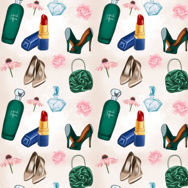 Moda uzmanları için suluboya aksesuar deseni