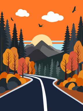 Card A Winding Road Through Lush Mountains clipart