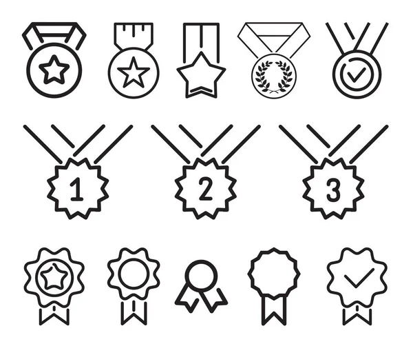 Medal Set First Place Second Third Place — Stock Vector