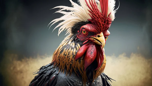 punk rooster illustration and drawing