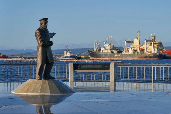 Punta Arenas Chile 2022 Október Pardo Piloto Szobra Hajó Orra — Stock Fotó