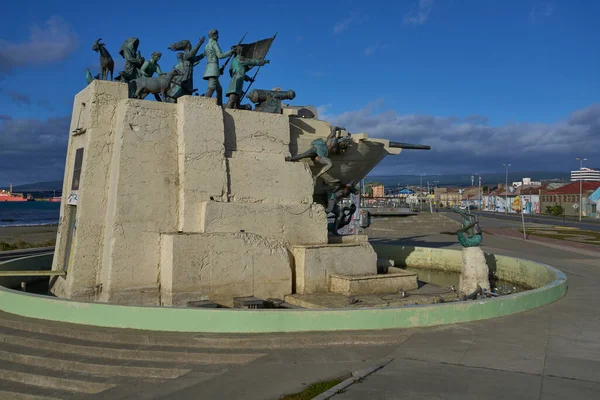 Пунта Аренас Чили Октября 2022 Года Набережная Отмеченная Историческими Памятниками — стоковое фото