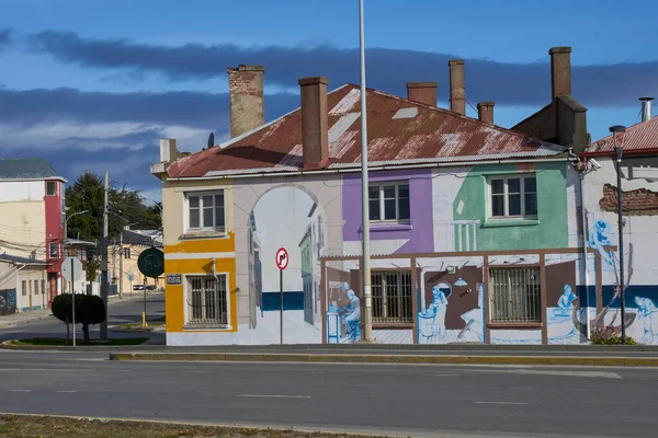 Punta Arenas Χιλή Οκτωβρίου 2022 Ιστορικά Κτίρια Διακοσμημένα Τοιχογραφίες Στην — Φωτογραφία Αρχείου