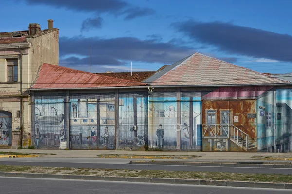 Punta Arenas Chile October 2022 Historic Buildings Decorated Murals Waterfront — Stock Photo, Image