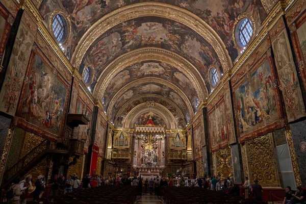 Valetta Malta Junio 2023 Interior Hermosa Catedral San Juan Valetta — Foto de Stock