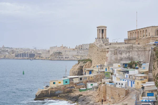 Valetta Malta Junho 2023 Pequena Vila Piscatória Beira Grande Porto — Fotografia de Stock