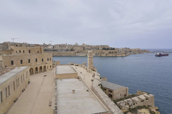 Valetta Málta 2023 Június Szent Angelo Történelmi Erőd Grand Harbour — Stock Fotó