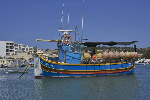 Marsaxlokk Malta Juni 2023 Traditionelle Fischerboote Hafen Der Historischen Fischerstadt — Stockfoto