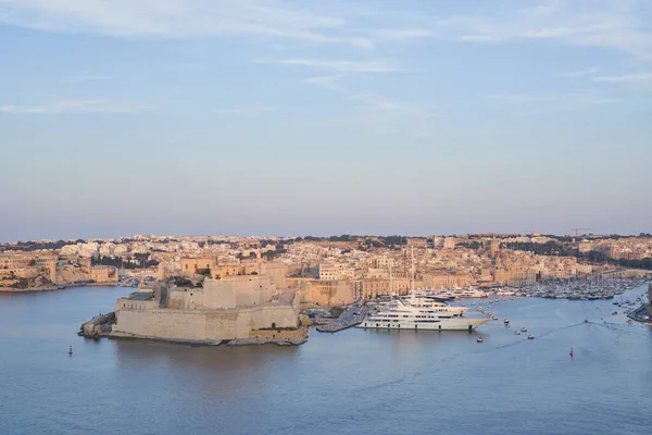 Valetta Malta Czerwca 2023 Widok Grand Harbour Zachodzie Słońca Upper — Zdjęcie stockowe