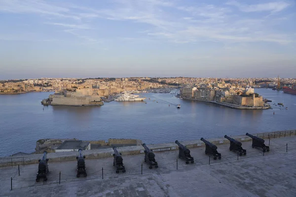 Valetta Málta 2023 Június Kilátás Grand Harbour Naplementekor Felső Barrakka — Stock Fotó