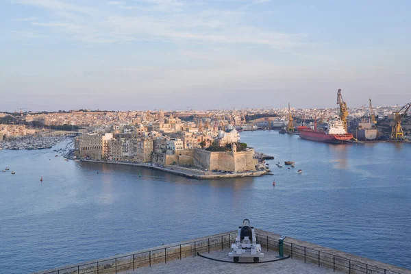 Valetta Málta 2023 Június Kilátás Grand Harbour Naplementekor Felső Barrakka — Stock Fotó