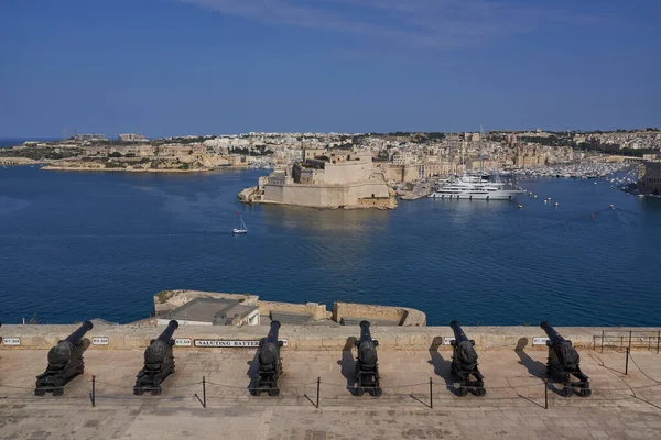 Valetta Málta 2023 Június Kilátás Grand Harbour Felső Barrakka Gardens — Stock Fotó