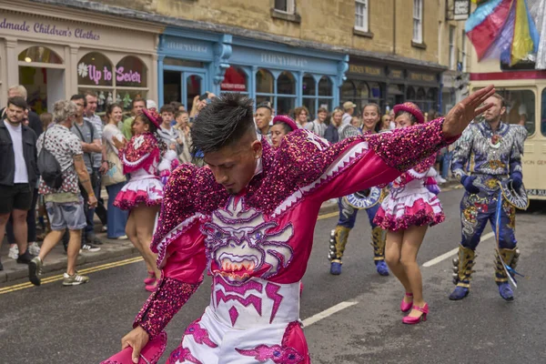 Bath Ngiltere Birleşik Krallık Temmuz 2023 Süslü Kostümlü Caporales Dansçıları — Stok fotoğraf