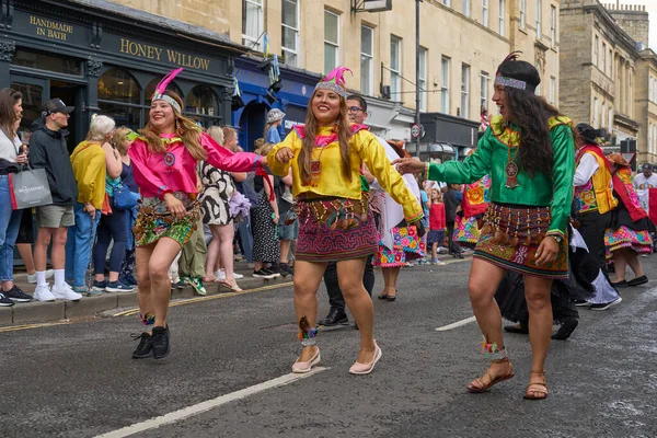 Bath Anglia Egyesült Királyság 2023 Július Díszes Jelmezbe Öltözött Táncosok — Stock Fotó