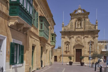 Victoria, Gozo, Malta - June 9, 2023: Historic Church of St Francis of Assisi in Victoria on the island of Gozo in Malta.  