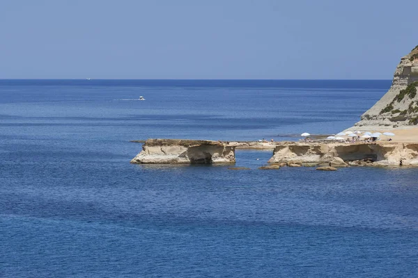 Marsalforn, Gozo, Malta - June 9, 2023: Scenic bay of the coastal resort of Marsalforn on the island of Gozo in Malta