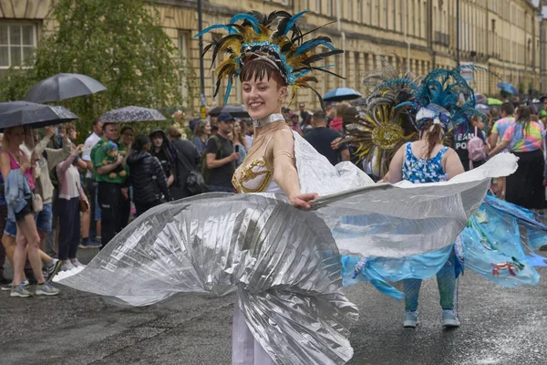 Бат Англия Великобритания Июля 2023 Года Танцоры Музыканты Одетые Декоративные — стоковое фото